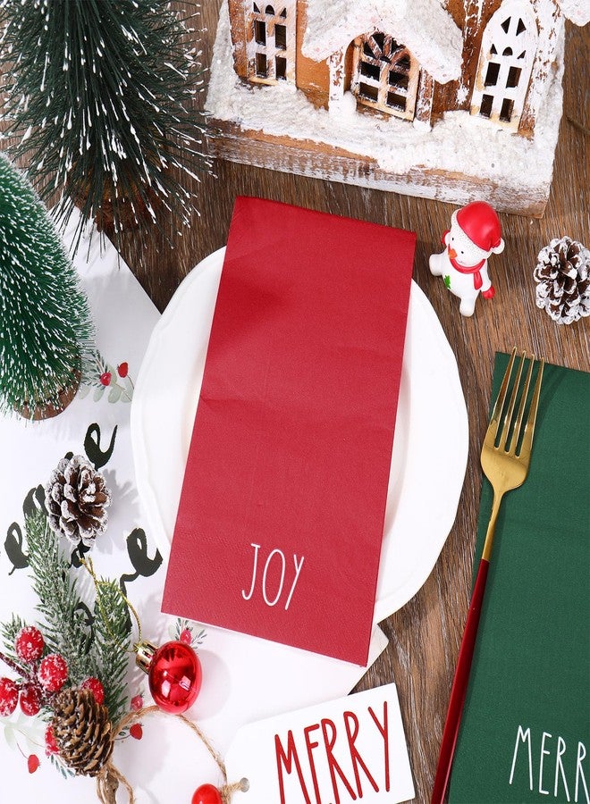 Whaline 150 Pcs Christmas Guest Napkins Red Green White Merry Christmas Paper Napkin Xmas Disposable Hand Towels Dinner Napkin for Xmas Winter Holiday Party Supplies Bathroom Home Kitchen Table Decor - Image 3